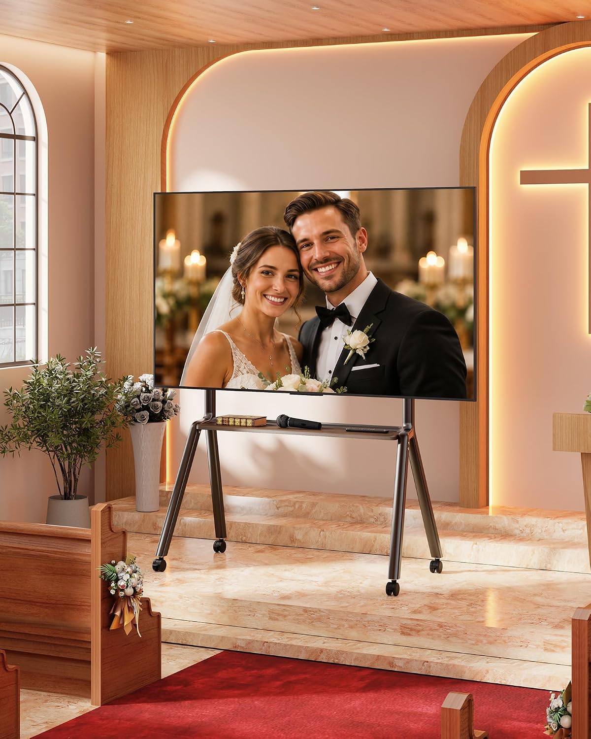 Rolling TV Stand for 55-100 Inch TVs,Mobile TV Cart Holds up to 265 lbs