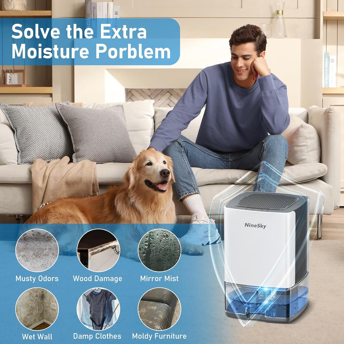 Small Dehumidifier for Home, 35oz Water Tank(300 sq.ft Coverage),Dehumidifier...