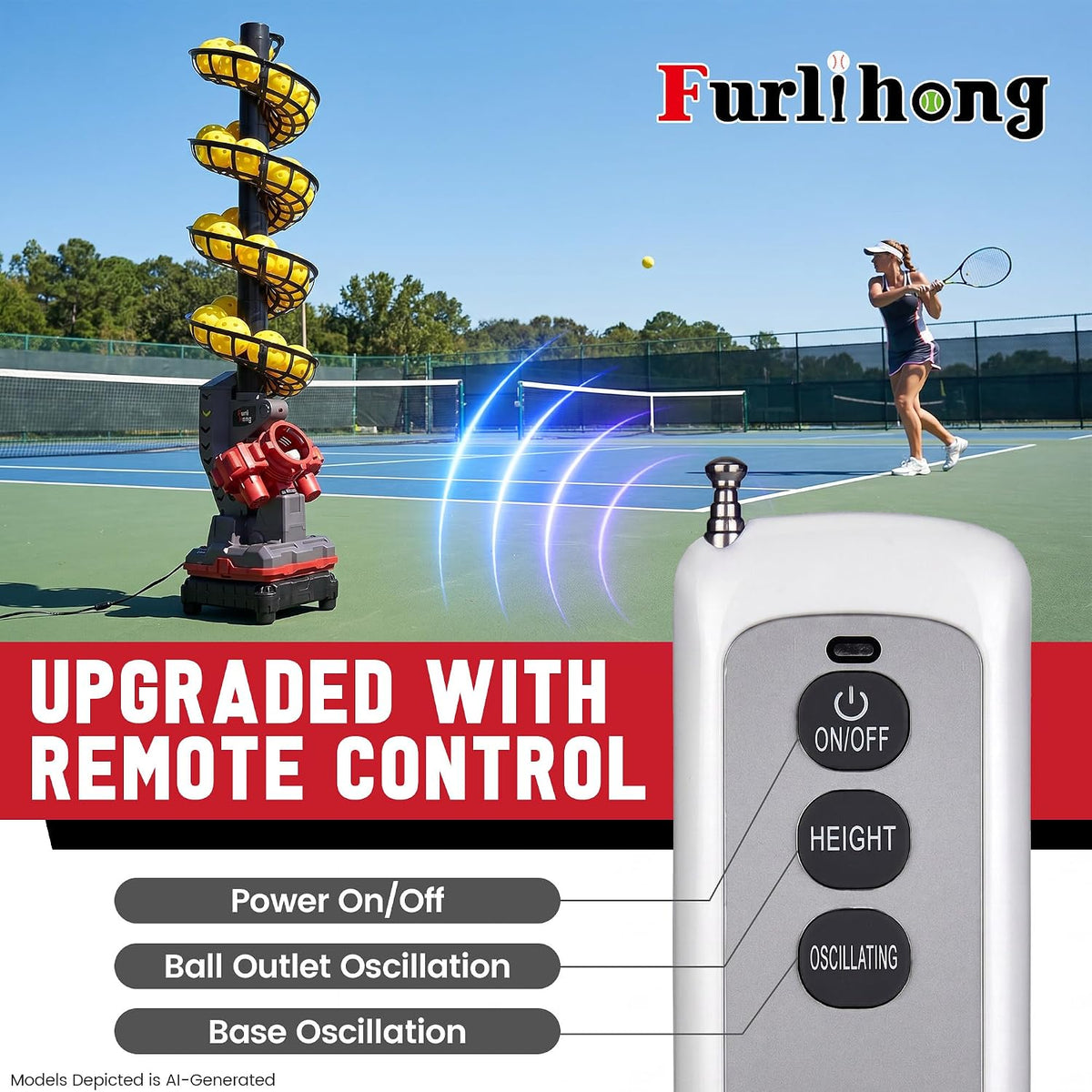 Furlihong 3816PBH Pickleball Machine with Remote Control