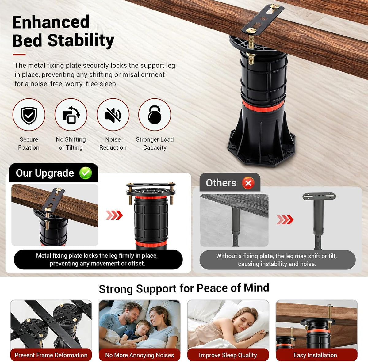 LOSCHEN 4 PCS Adjustable Bed Support Legs with Metal Fixing Accessories, 8.4-...