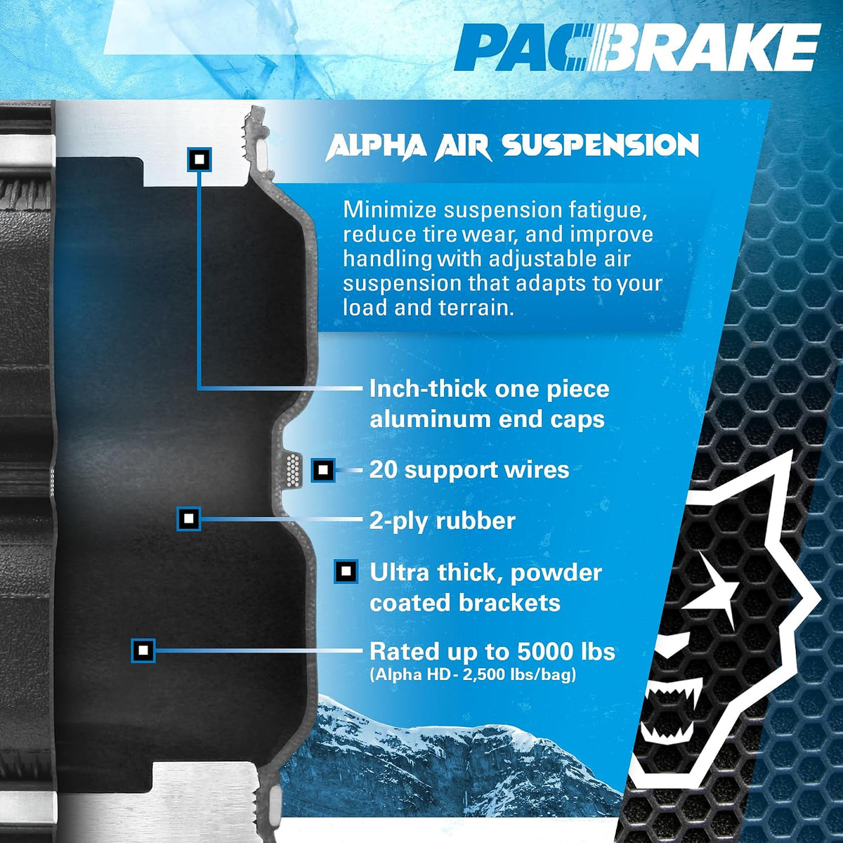 Pacbrake HP10206 ALPHA HD Rear Air Suspension Kit fits 2014-2025 RAM 2500 exc...