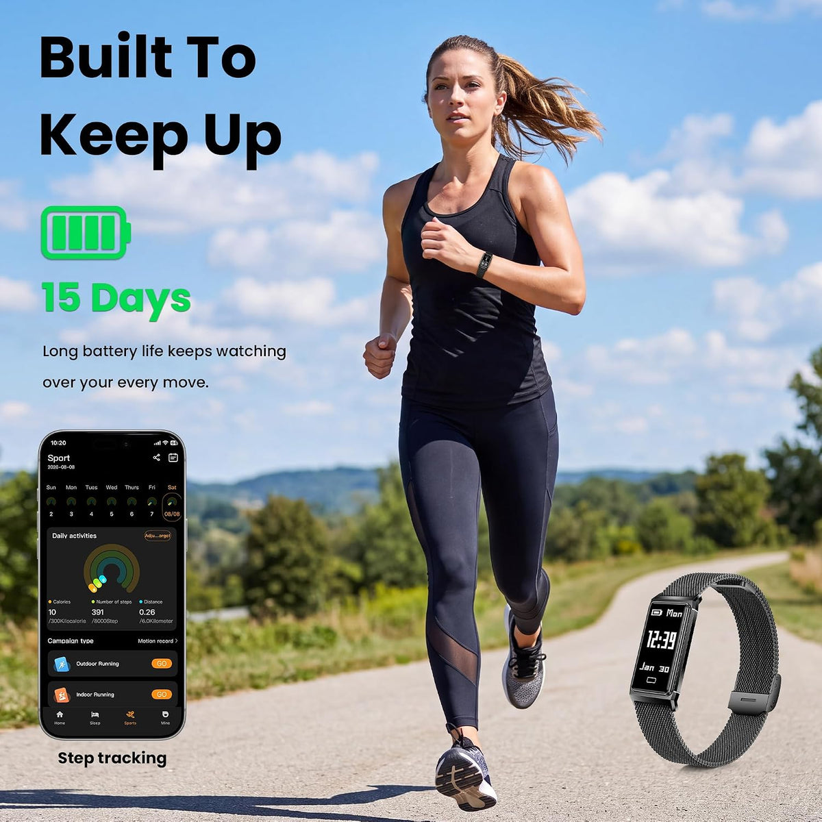 Fitness Tracker with Heart Rate & Sleep Tracking