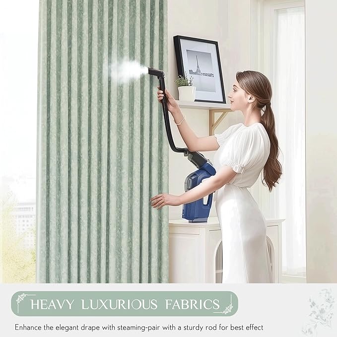 Beauoop Green Floral Jacquard Blackout Curtains 96 Inches Long 2 Panels