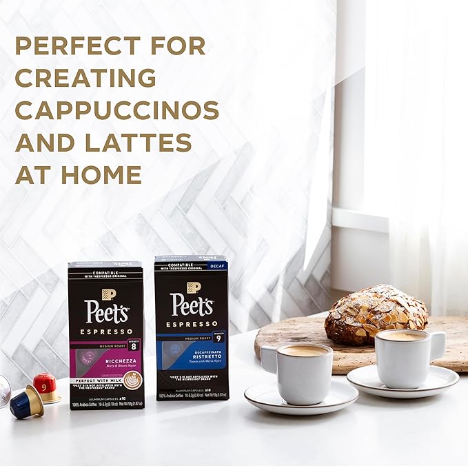 Peet's Coffee, Medium Roast Espresso Capsules, Compatible (50 Count)