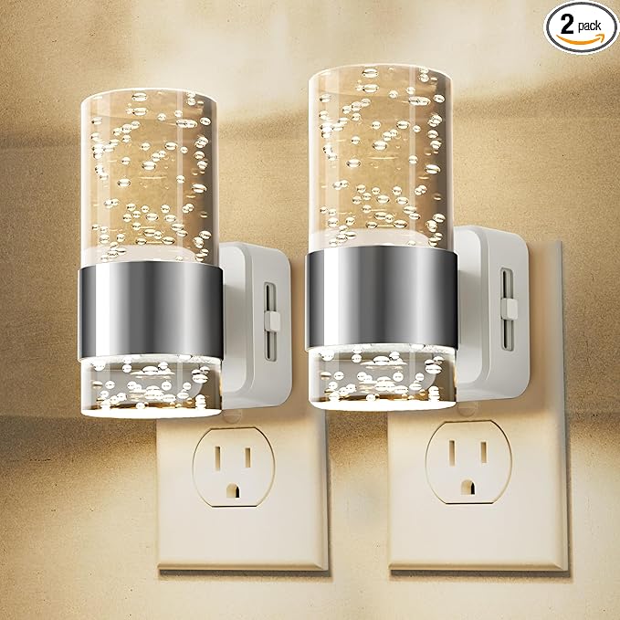 L LOHAS LED Night Light, Dimmable Night Lights Plug into Wall, 2 Pack Acrylic