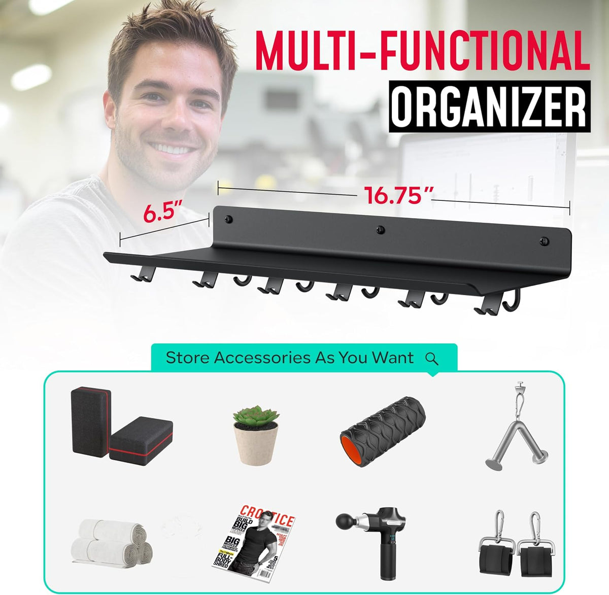 1-Tier Floating Shelf Compatible with Tonal 1 & 2 Accessories