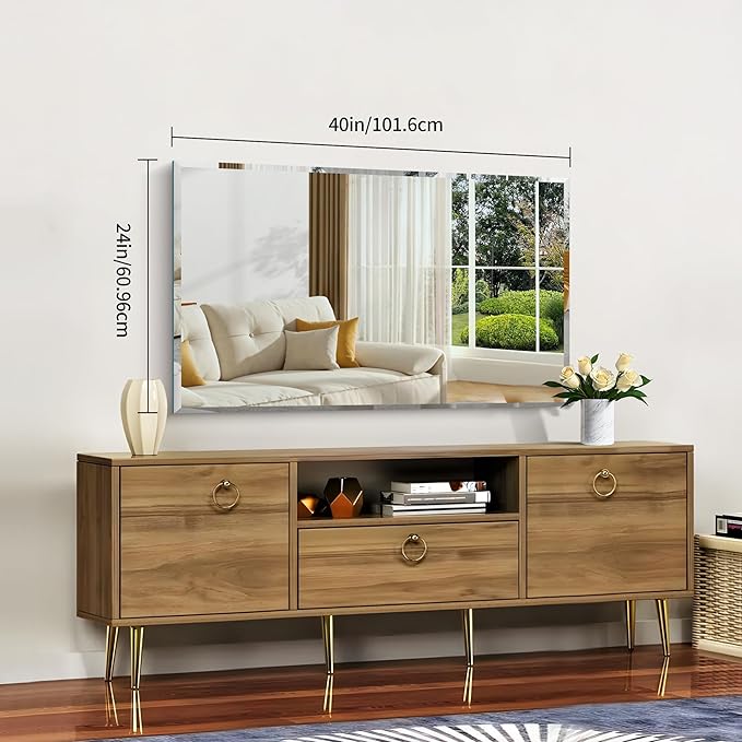 CILIBER Beveled Bathroom Mirror, 24x40 Large Frameless Mirrors