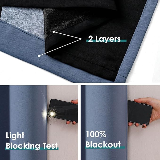 ChrisDowa 100% Blackout Curtains 78 inch Long