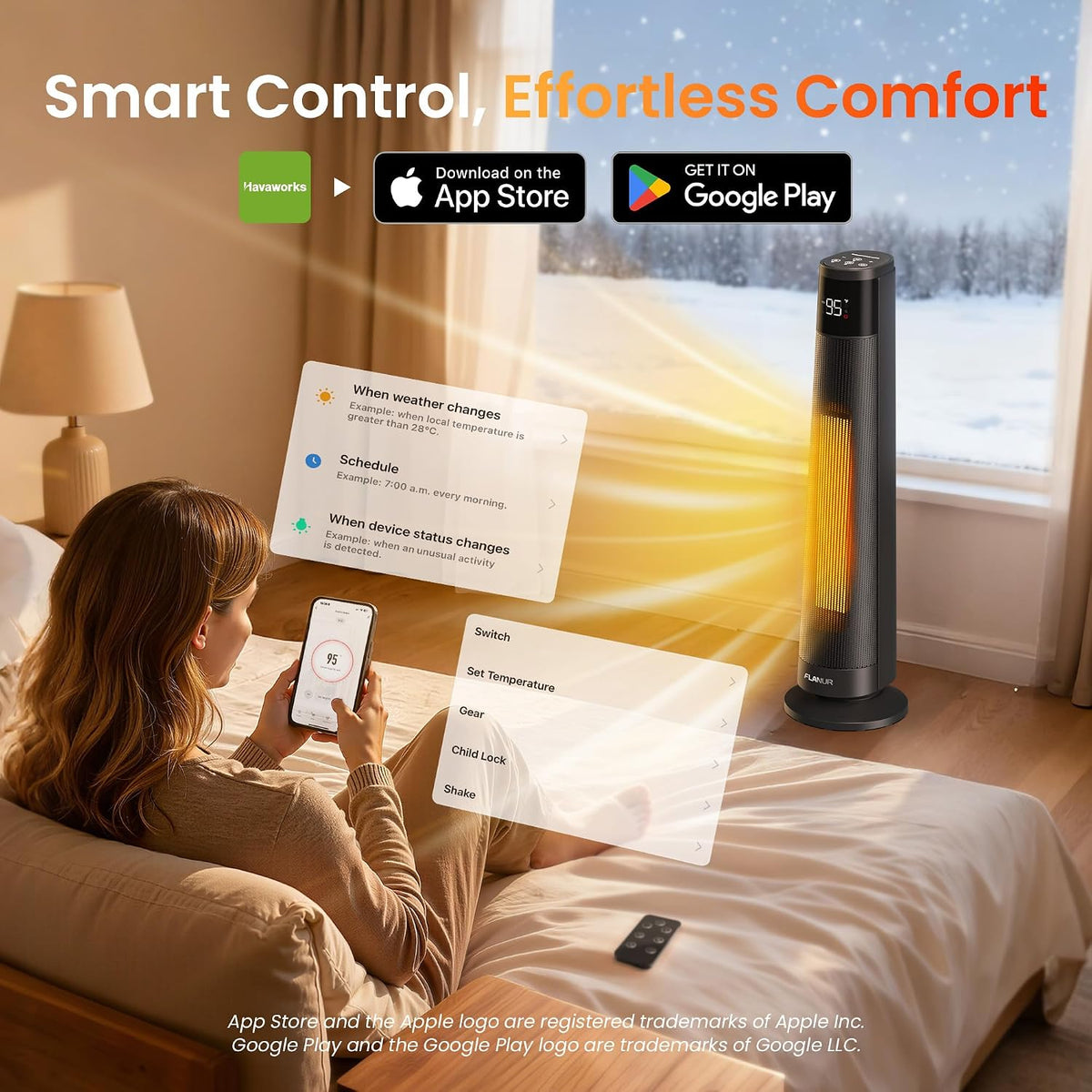 FLANUR Smart Space Heaters for Indoor Use Large Room, 1500W Electric Heater