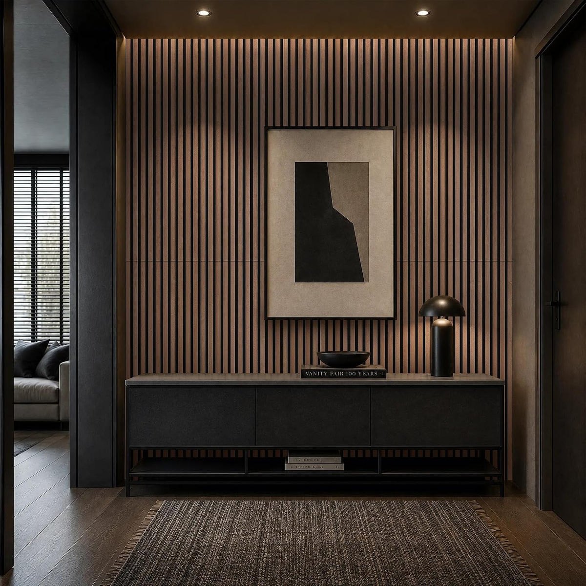 Acoustic Wood Slat Wall Panels, 4-Piece 47.2"x23.6" 31ft², 3D Flute...