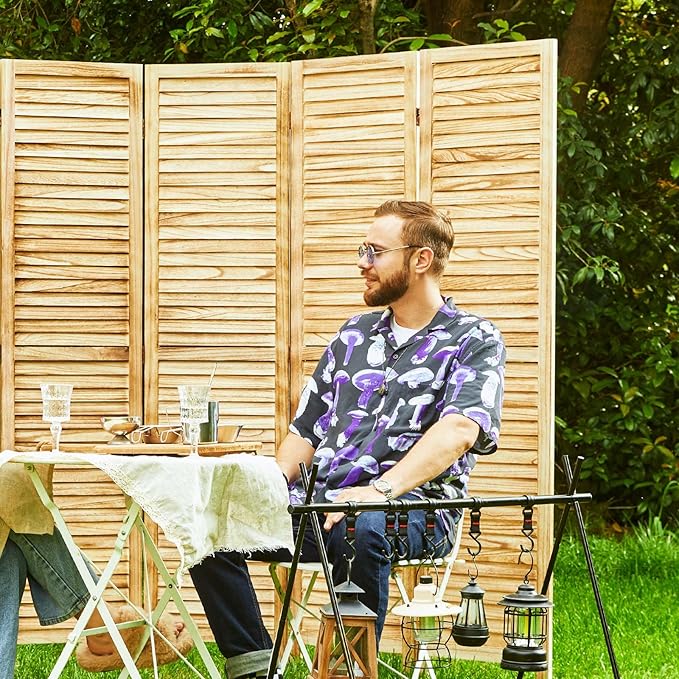Room Dividers and Folding Privacy Screens, Wood Louvered Separators Divider Wall