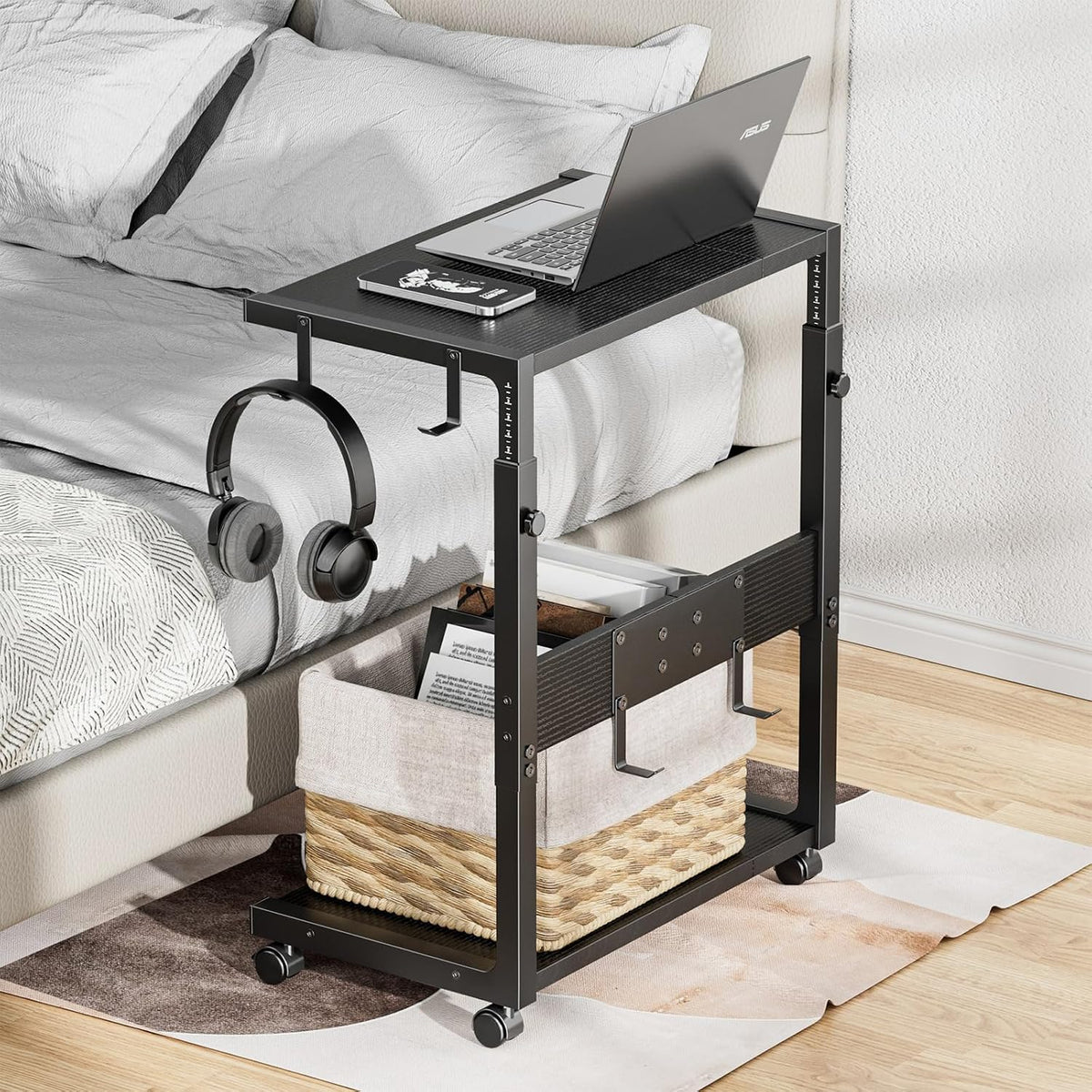 Adjustable Computer Tower Stand - 23.03"-28.3"H PC Holder Cart