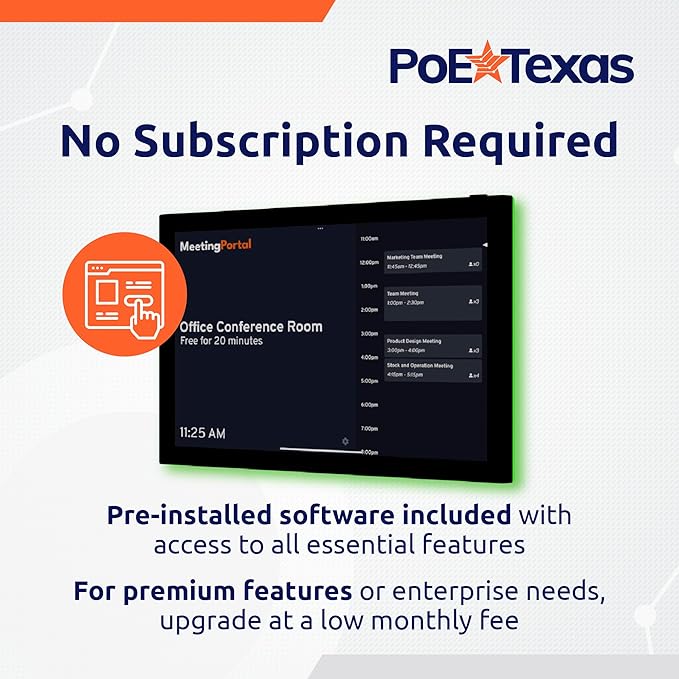 PoE Texas 8" Conference Room Scheduler