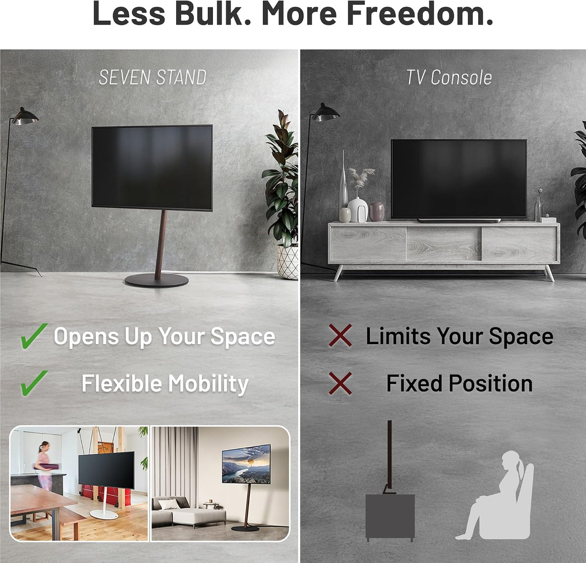 SEVEN STAND Rolling TV Stand, Large Type, 45-80 inch
