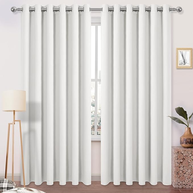 DWCN Extra Wide Blackout Curtains 84 Inches Long, Grommet Room Drakening