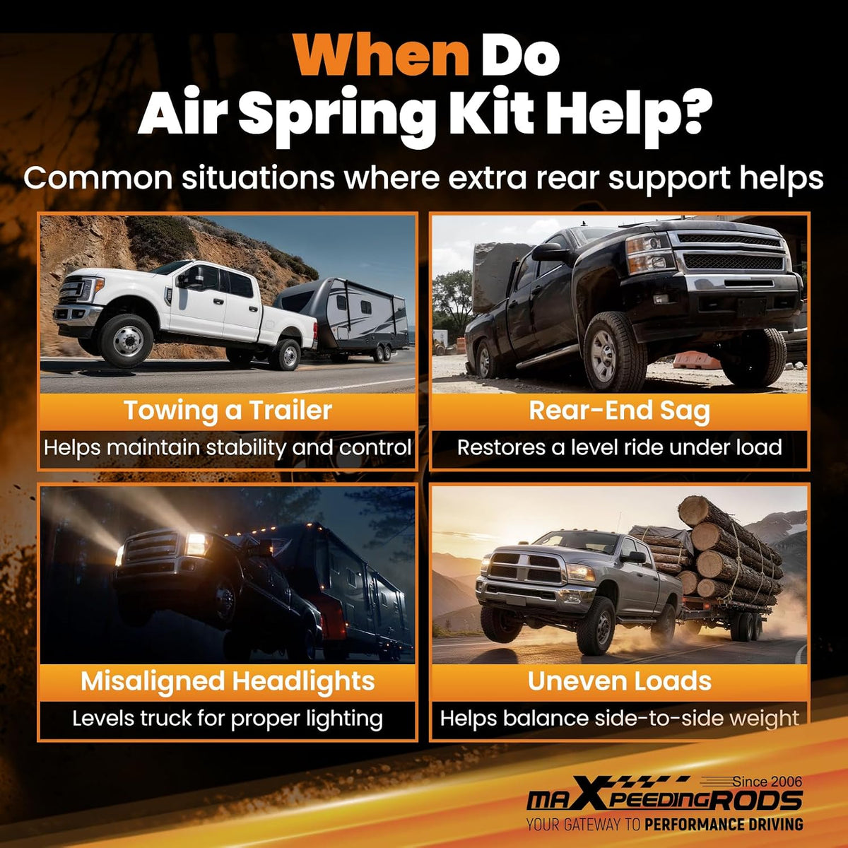 maXpeedingrods 5000 lbs Air Suspension Bags Kit for Ram 2500 2014-2026