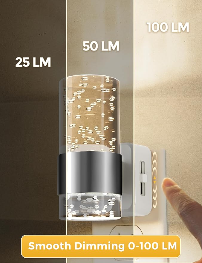 L LOHAS LED Night Light, Dimmable Night Lights Plug into Wall, 2 Pack Acrylic