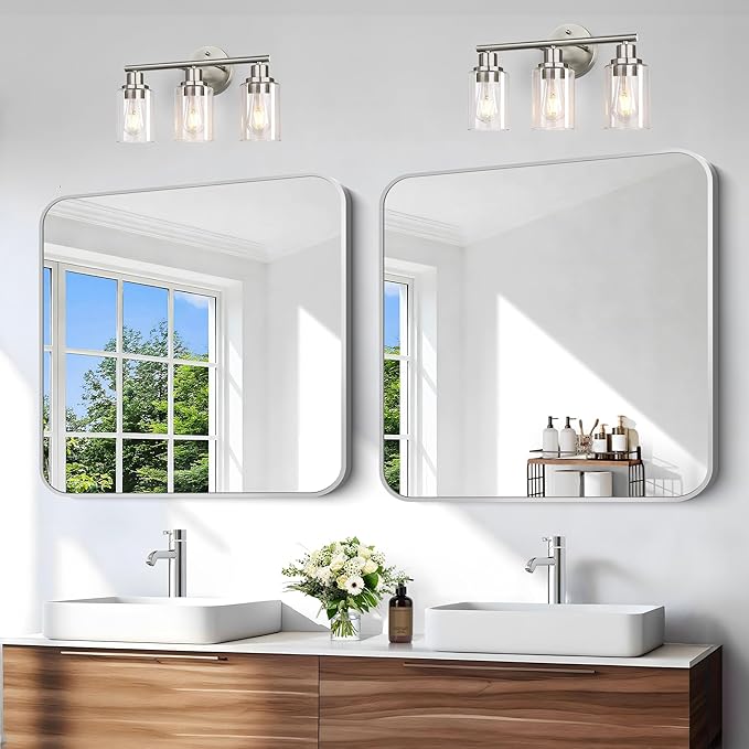 Silver Bathroom Mirror, 36 x 36 Inch Square Mirrors