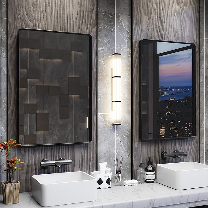 ISKM Black Metal Framed Bathroom Mirror