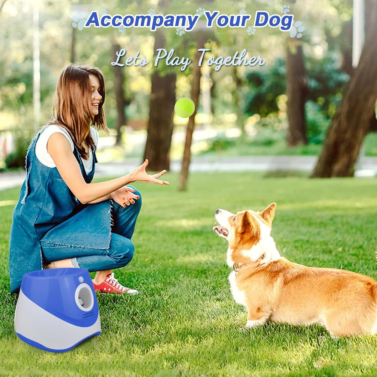 SOCO Automatic Ball Launcher for Dogs, 15 2-Inch Balls, Blue