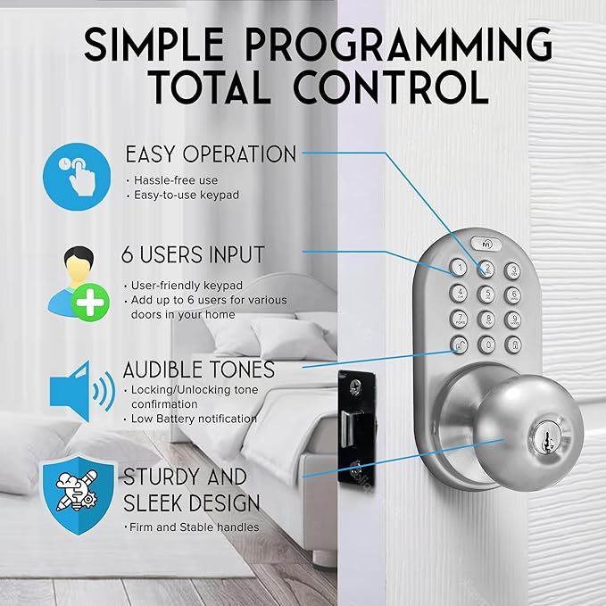 MiLocks TKK-02SN Tkk-Sn Digital Door Knob Lock