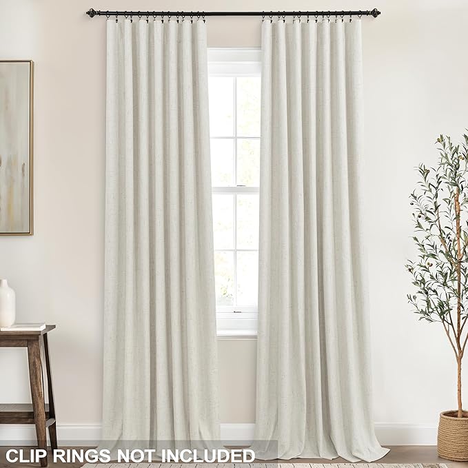 KOUFALL 102 Inch Long Pleated Blackout Curtain Drapes