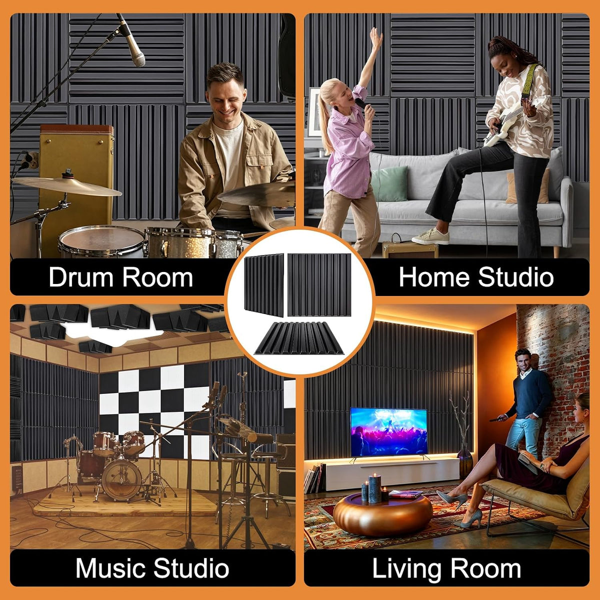 TroyStudio Slat Acoustic Sound Diffuser Panels, 19.7 X 19.7 X 0.5 inches 12 P...