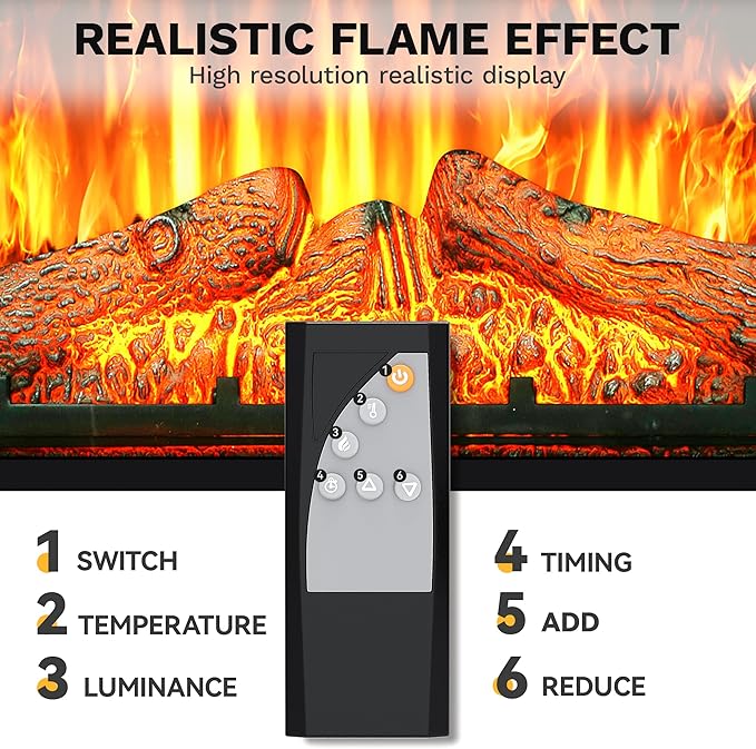 DWVO 23 Inches Electric Fireplace Insert, Recessed Fireplace Heater