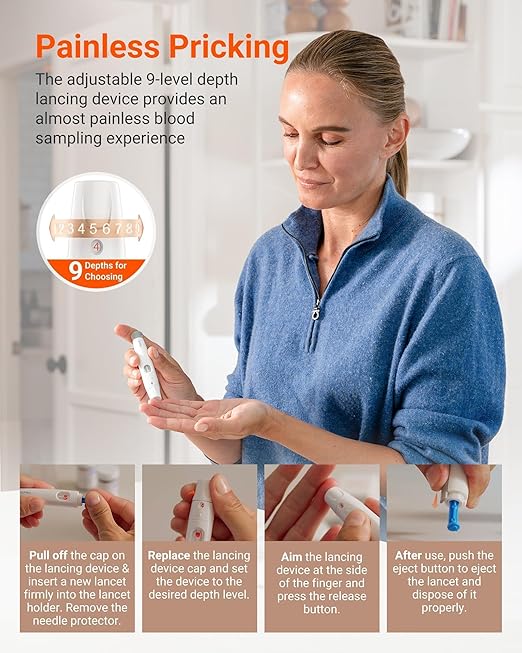 iHealth Acacia Blood Glucose Monitor Kit, 100 Glucometer Strips, 100 Lancets