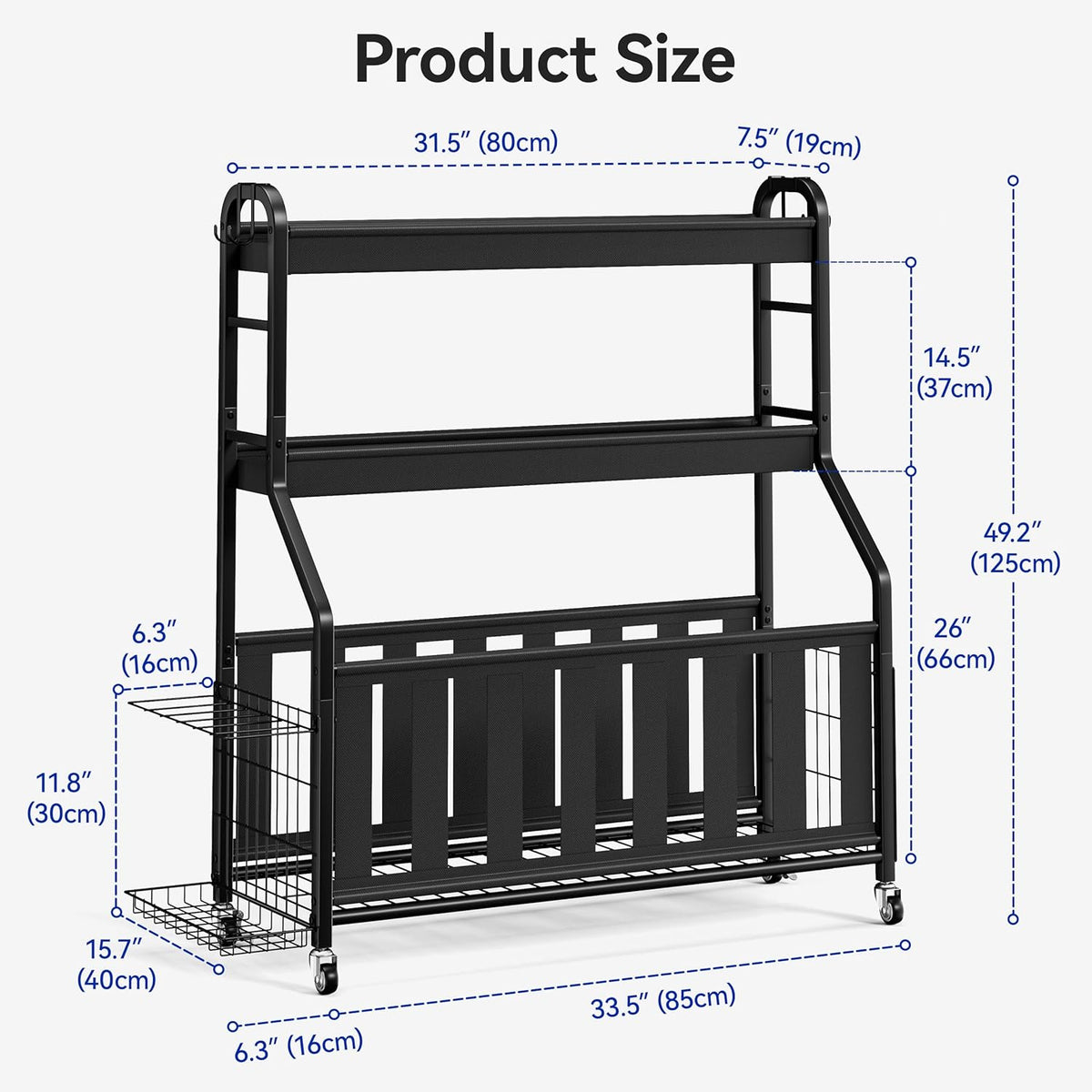 Sports Equipment Organizer, Large Capacity Garage Ball Storage Rack