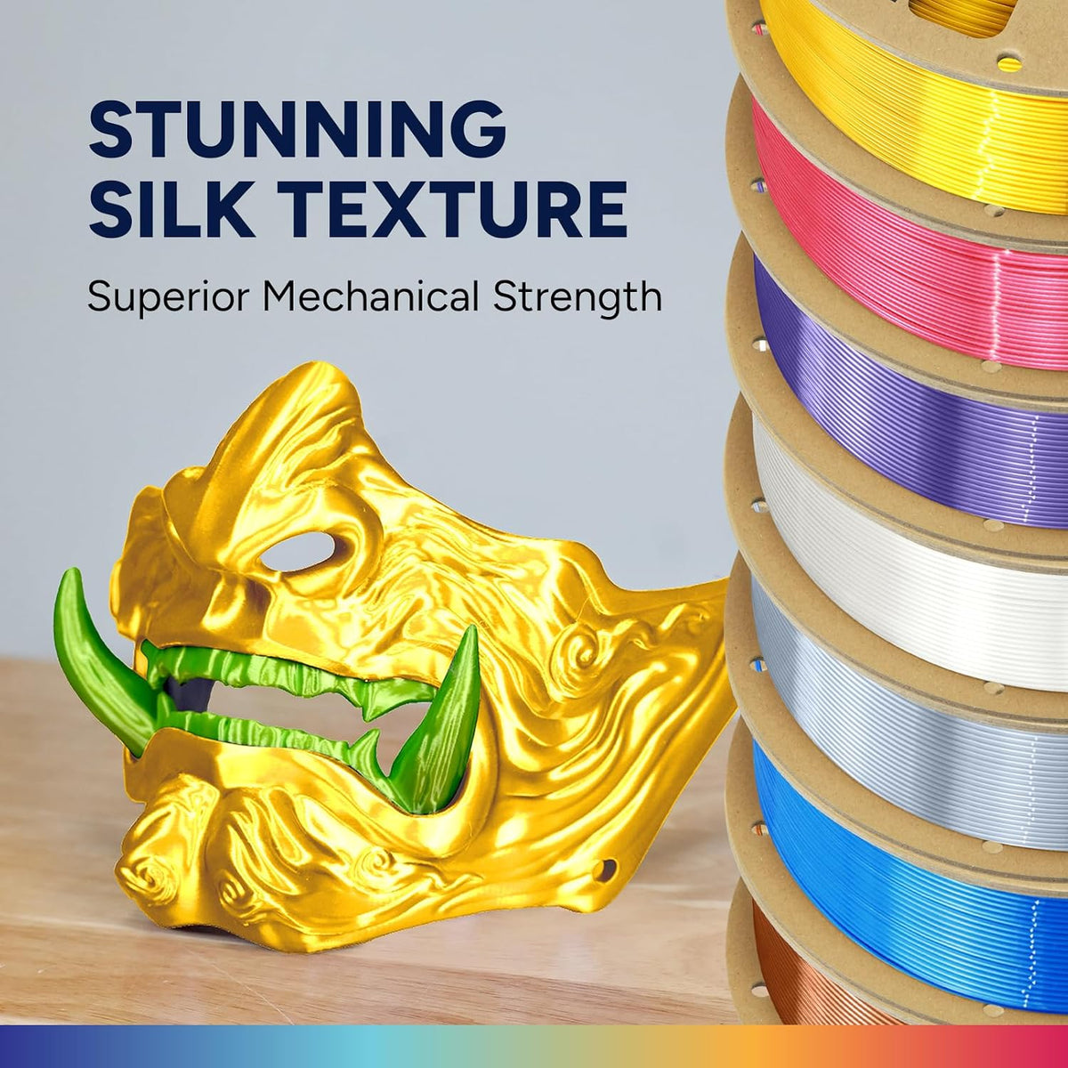 OVERTURE 4KG Bundle Silk PLA Filament 1.75mm, Metallic Shine 3D Printer Filament