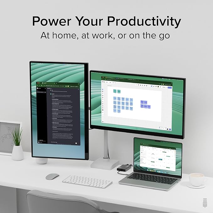 Plugable USB C to HDMI Adapter, Dual Monitor 4K 60Hz