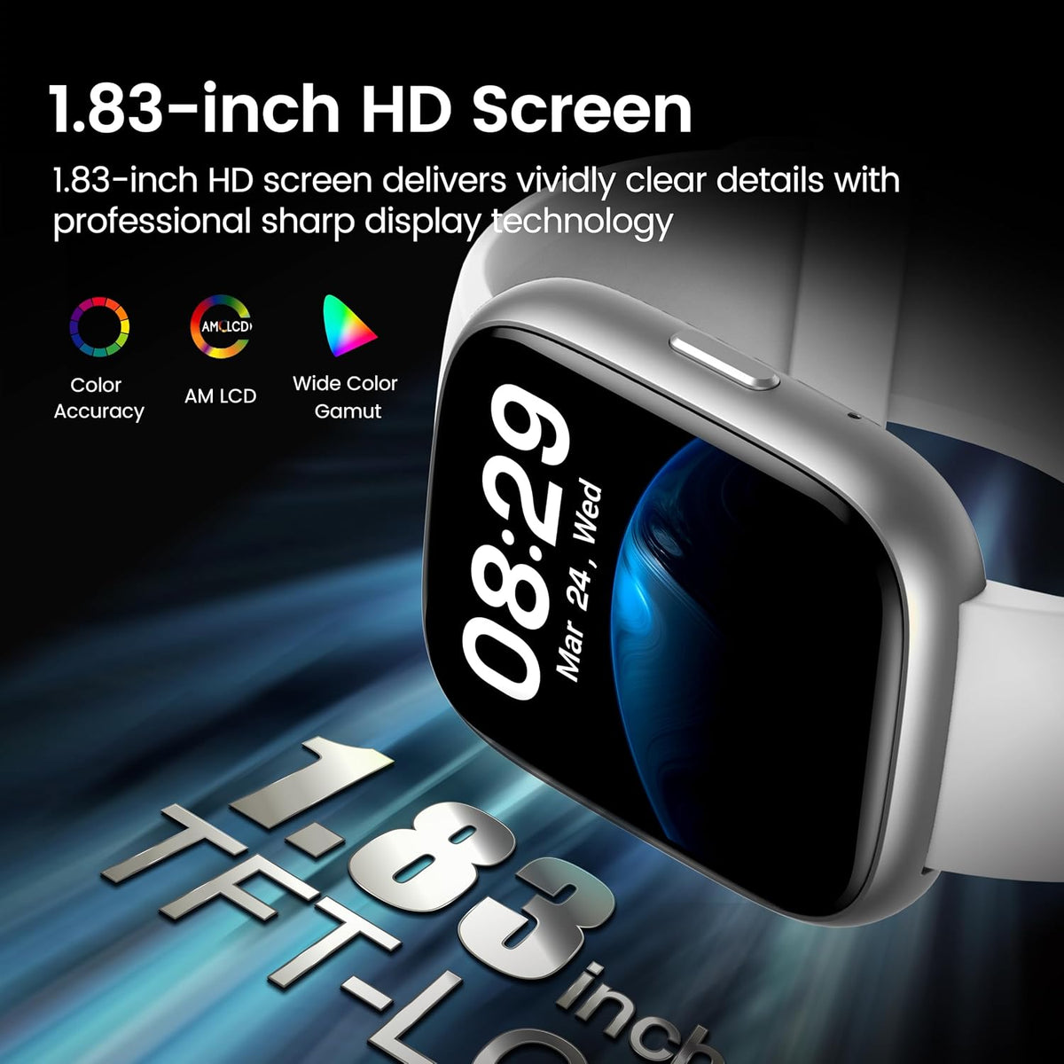 Smart Watch with Alexa Built-in, 1.83" HD Bluetooth Calling Fitness Tracker