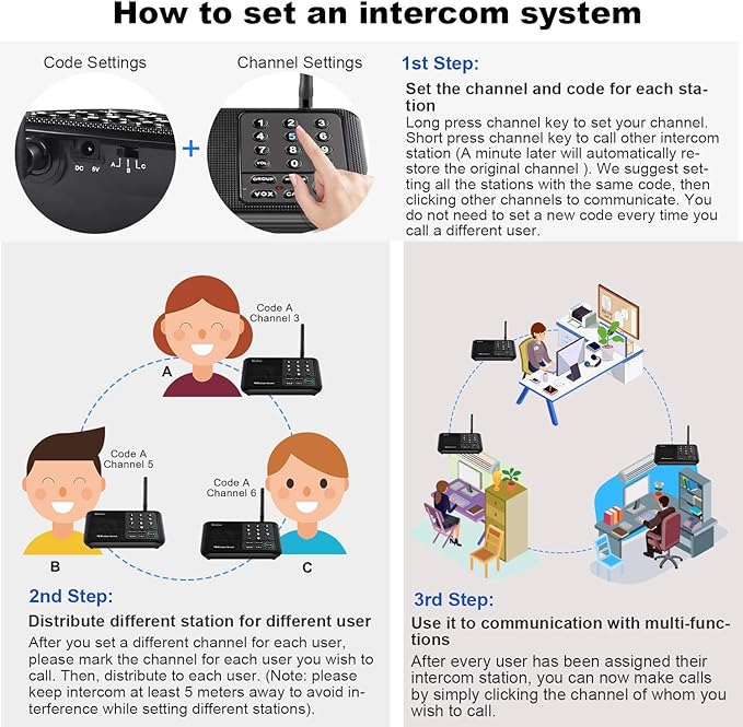 Wuloo Intercoms Wireless for Home 1 Mile Range 10 (2 Packs)