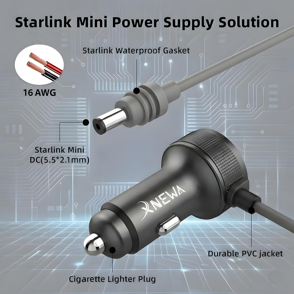 Starlink Mini Car Adapter, 3M/10FT, 3in1 Starlink Mini Power Cable