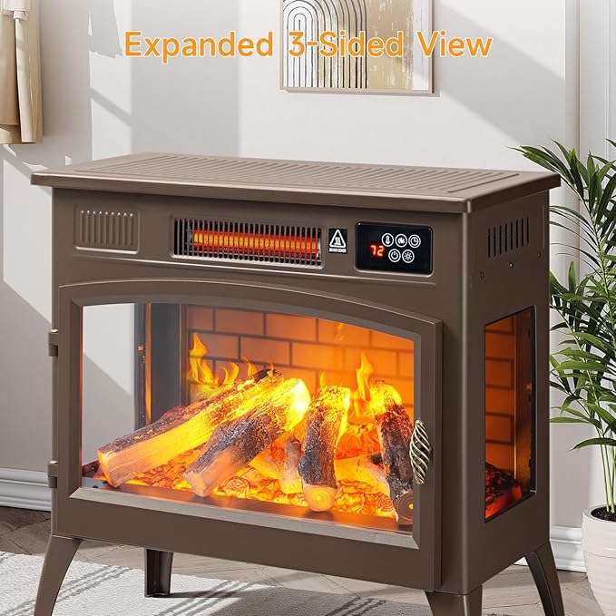 24″ Freestanding Electric Fireplace Stove