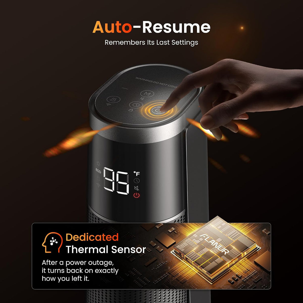 FLANUR Smart Space Heaters for Indoor Use Large Room, 1500W Electric Heater