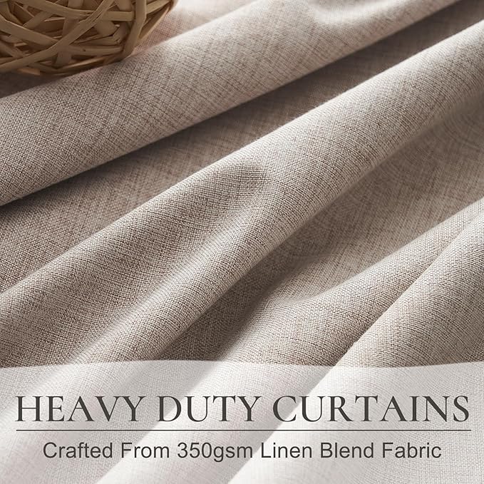 Primitive Linen Curtains for Living Room 96 Inches Long, Rustic Country Style