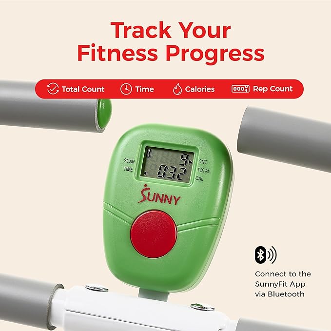 Sunny Health & Fitness Smart Row-N-Ride Glute & Leg Trainer, Foldable...