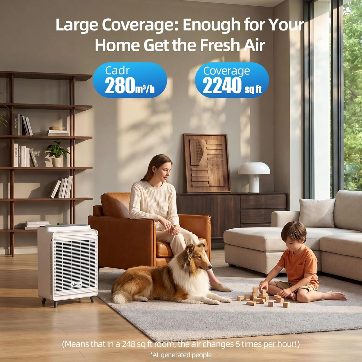 AIRTOK Pet Air Purifier for Home Large Room Up to 2240 Ft² in 1 Hr, AP2801