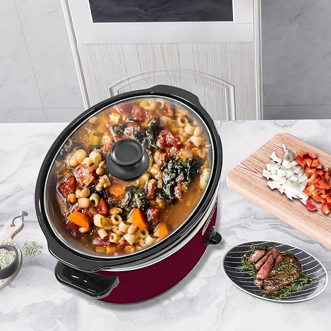 HOMECOOKIN 7 Quart Slow Cooker Oval Manual Pot Food Warmer