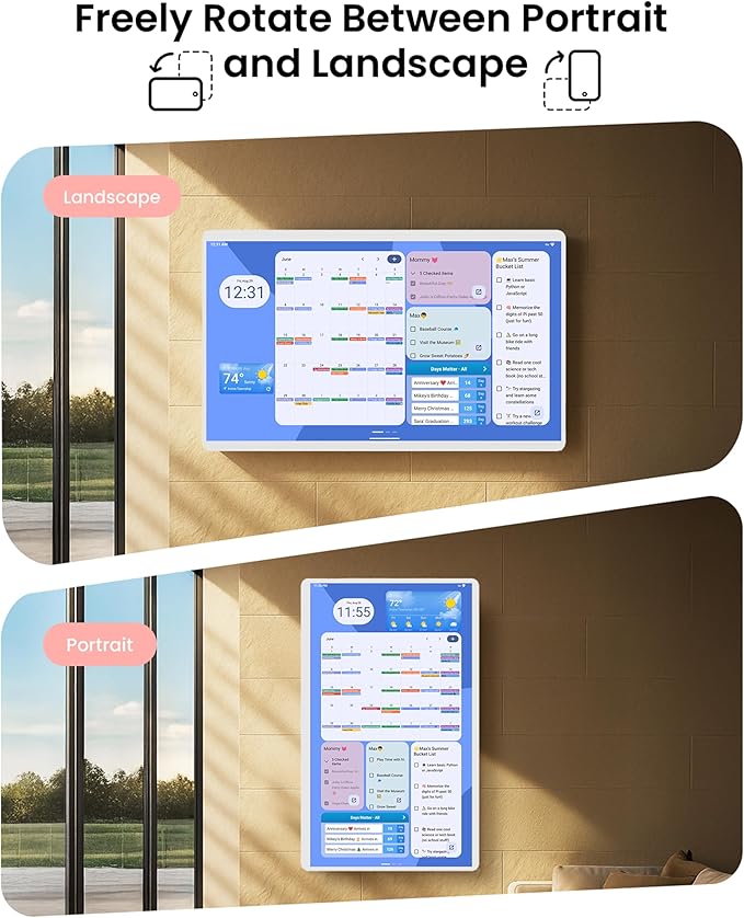 25 Inch Digital Planner Wall Planner Touch Screen Chore Chart Syncs All Android