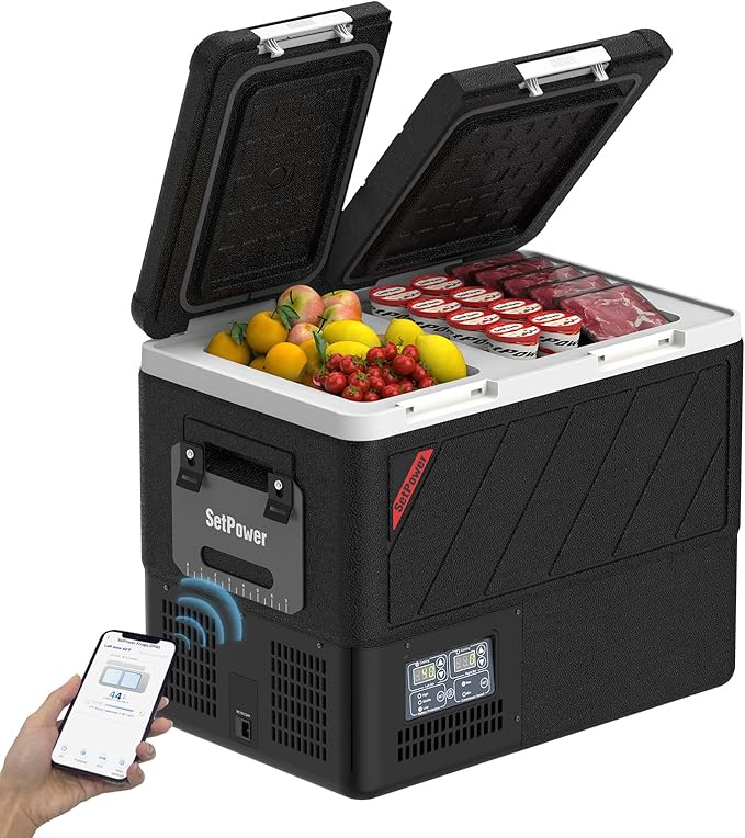 Setpower 12v Refrigerator with APP Control, 48QT Dual Zone 12V Fridge Freezer