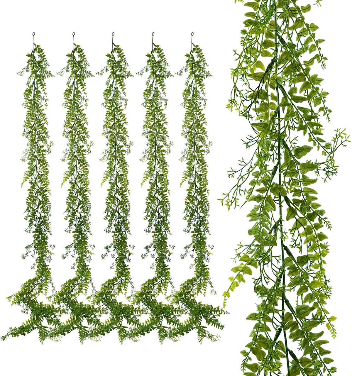 Artificial Greenery Garland 6 Pack, 5.57ft, for Hanging Greenery Decor