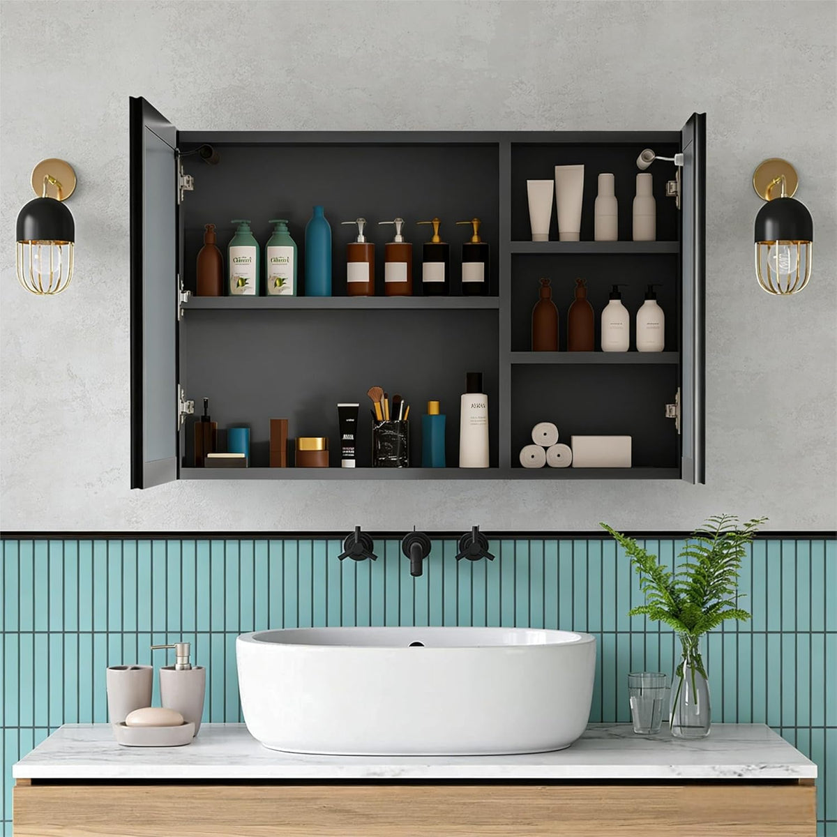 Umeiga 36x24 Medicine Cabinet Mirror with Storage, Pre-Assembled Medicine Cab...