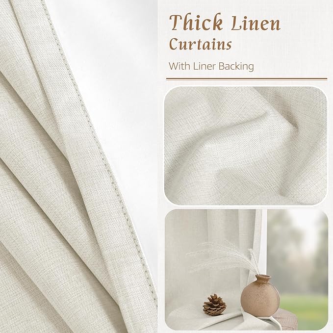 LAMIT Ivory 100% Blackout Polyester Curtains 84 Inches Long, Polyester Living