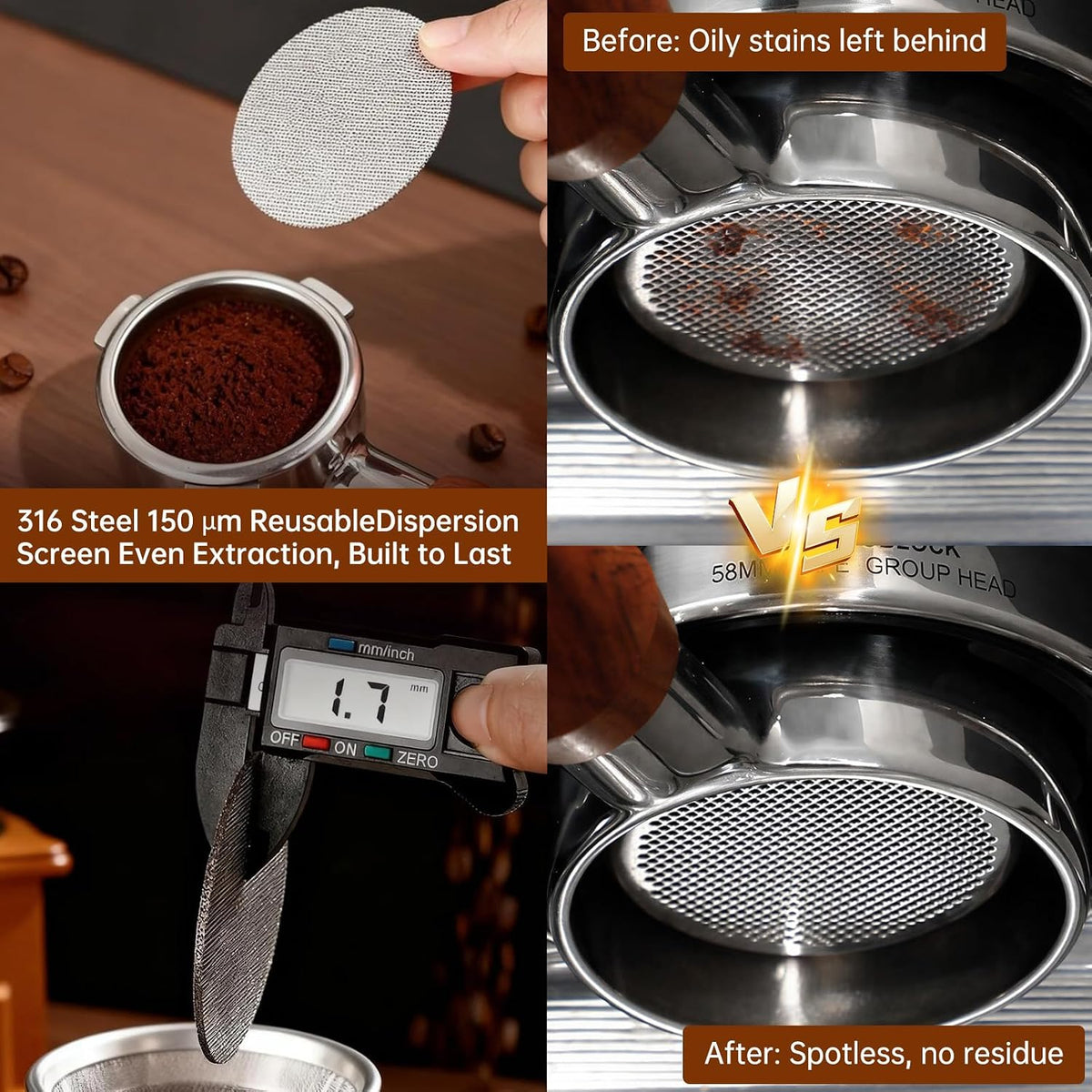58mm Espresso Accessories Kit, 9 Pcs Espresso Tamper Tools Set