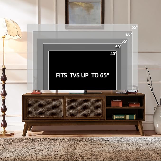 LKTART TV Stand for TVs up to 65'', Mid Century Modern Entertainment ...