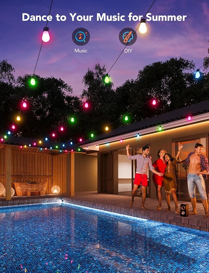 Govee Smart Outdoor String Lights H7015, 48ft RGBIC Outdoor Lights