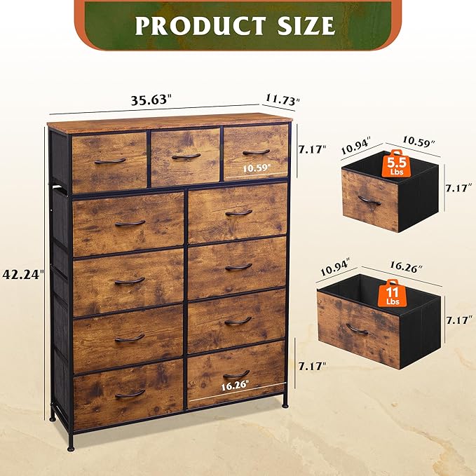 WLIVE Tall Dresser for Bedroom, Fabric Dressers Storage Tower, Dresser & ...